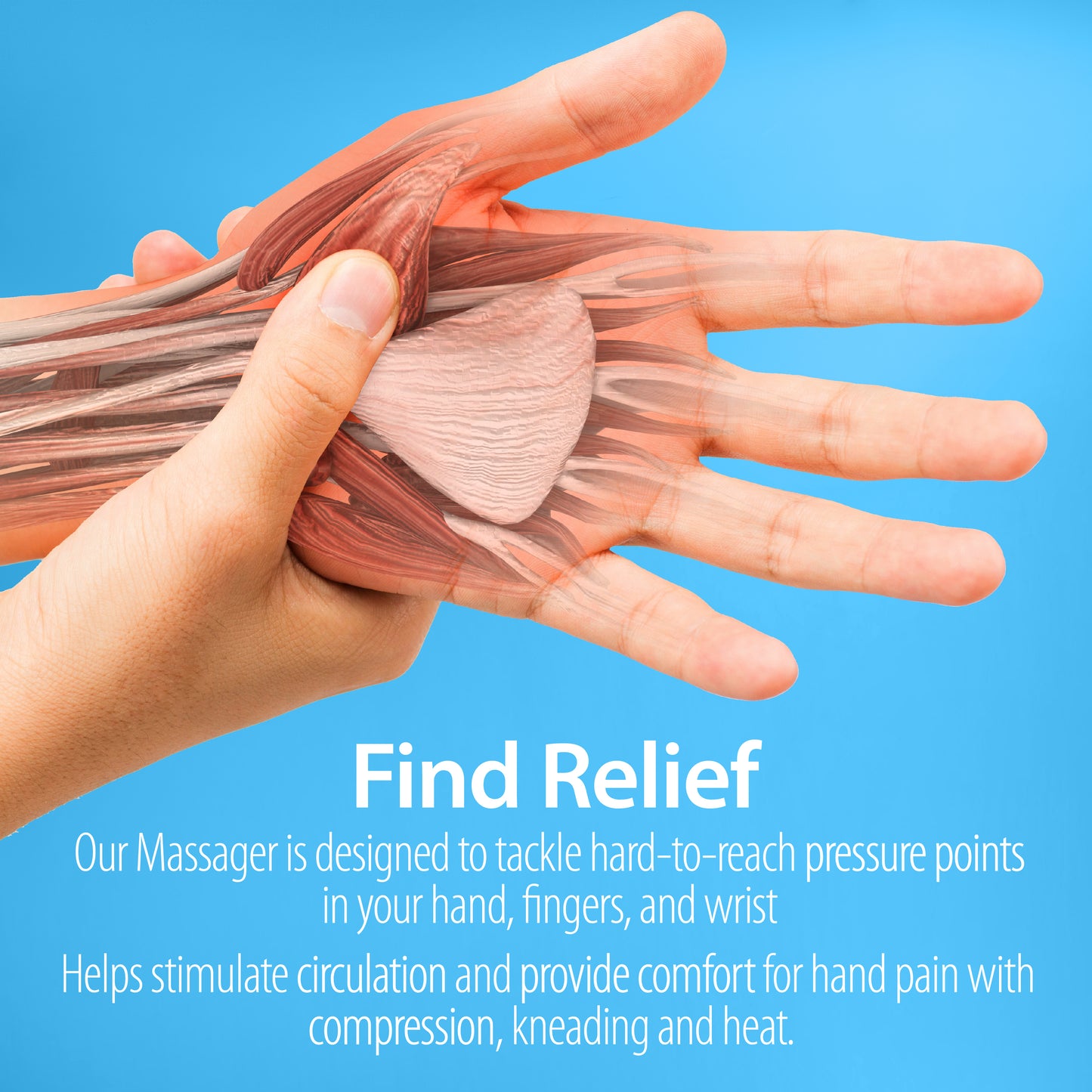 Massage Medik Cordless Acupressure Compression Therapy Hand Massager - With Heat