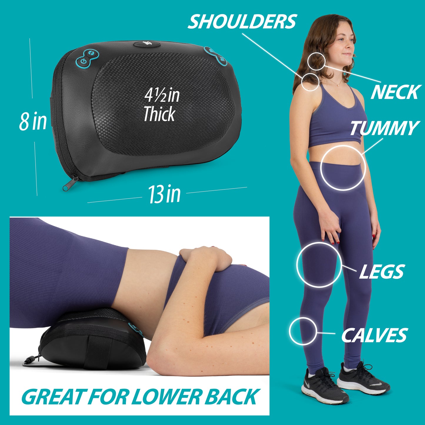 Shiatsu Pillow Massager with Heat for multiple areas